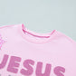 Pink JESUS SAVES Patchwork Stars Plaid Floral Letters Baggy Sweatshirt — image 16