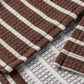 Brown Stripe Collar V Neck Color Block Pullover Top — image 17
