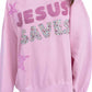 Pink JESUS SAVES Patchwork Stars Plaid Floral Letters Baggy Sweatshirt — image 18