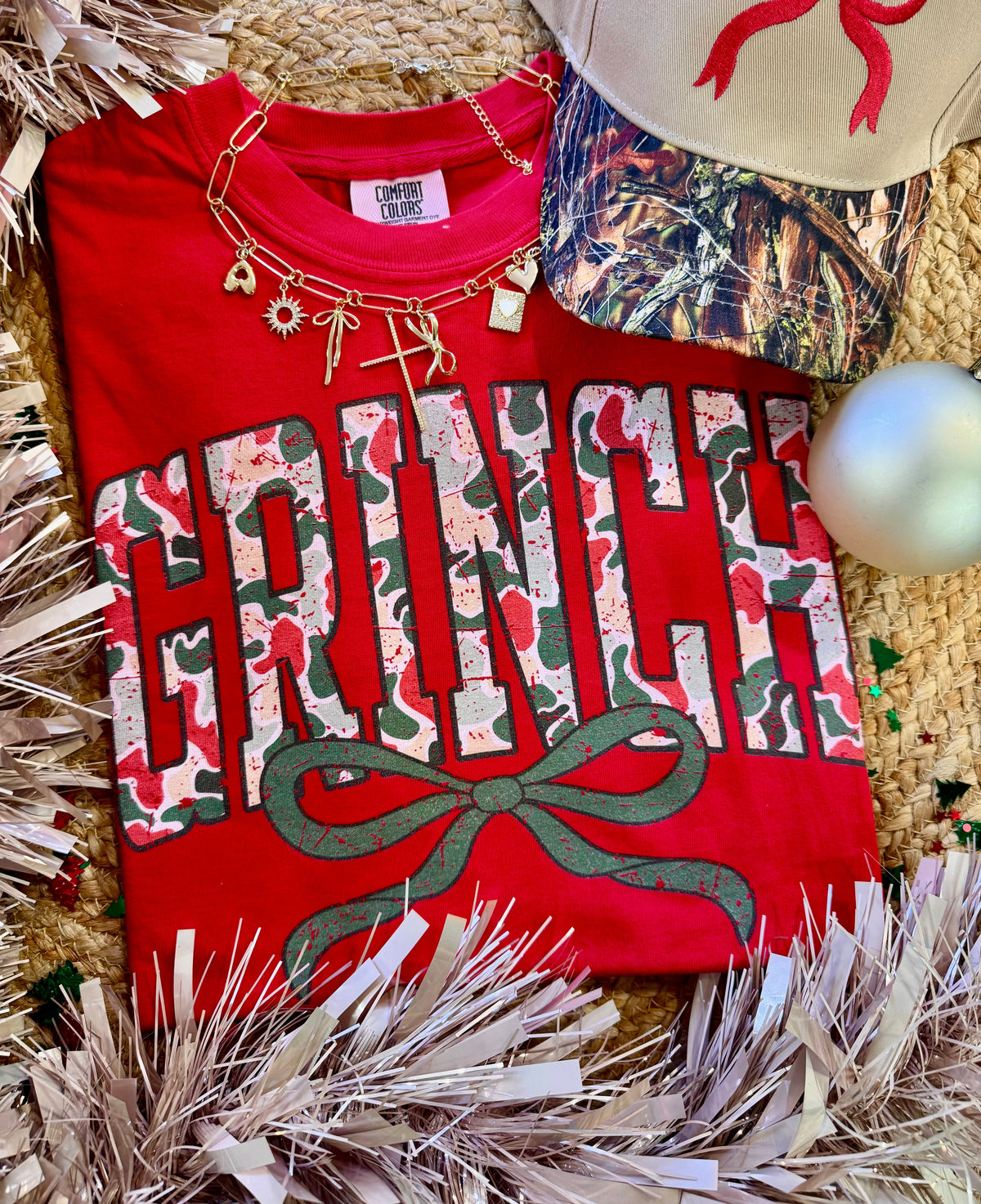 Grinch Camo Bow Tee or Long Sleeve