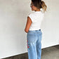 PREORDER: Eva Floral Embroidered Jeans // eta early June