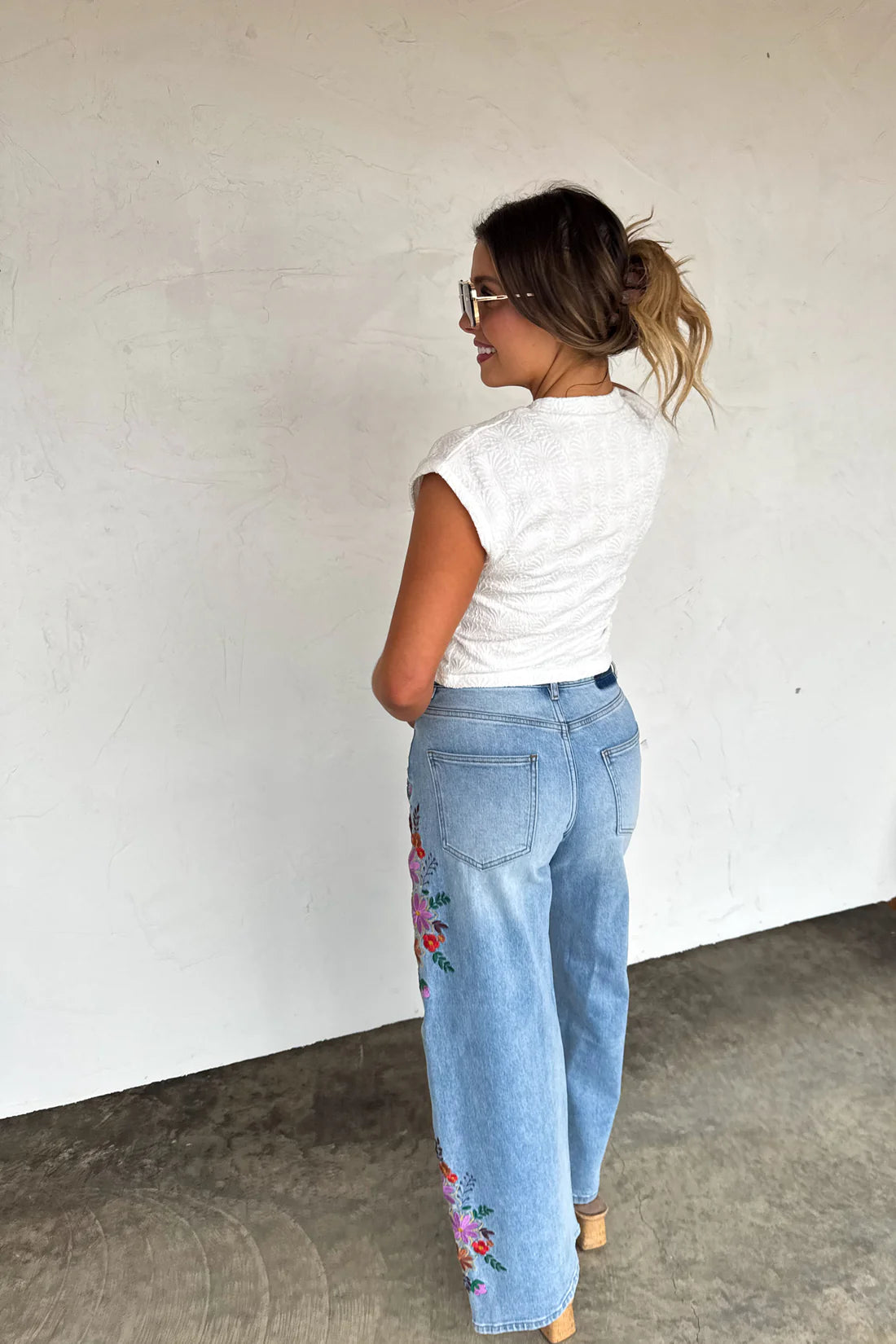 PREORDER: Eva Floral Embroidered Jeans // eta early June