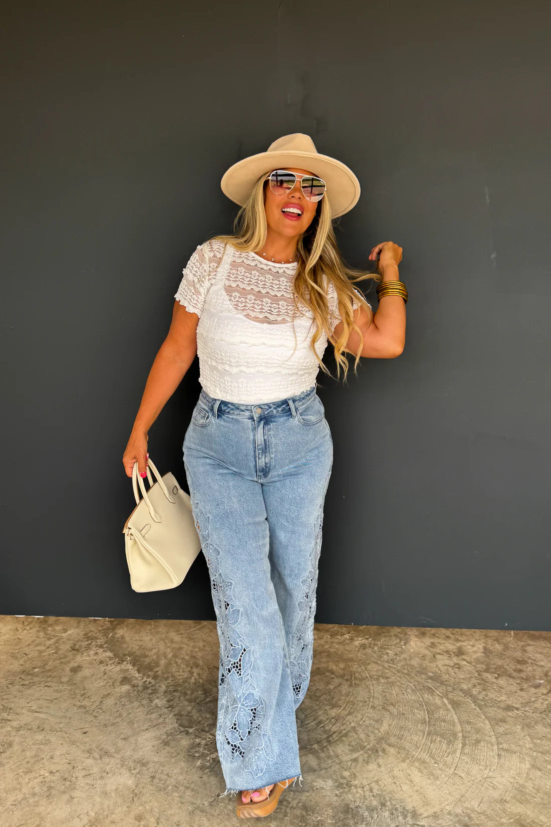 PREORDER: Floral Charm Wide Leg Jeans // eta early June
