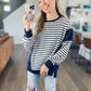 Lonnie Navy Striped Pullover