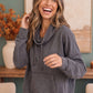 Hide and Seek Washed Cowl Neck Pullover in Charcoal