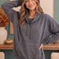 Hide and Seek Washed Cowl Neck Pullover in Charcoal
