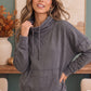 Hide and Seek Washed Cowl Neck Pullover in Charcoal