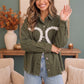 I Heart You Lace Applique Corduroy Shacket