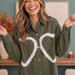 I Heart You Lace Applique Corduroy Shacket