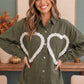 I Heart You Lace Applique Corduroy Shacket