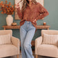 Rust & Gold Washed Button Down Gauze Shirt