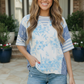 Blue Toile Mixed Print Tee