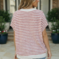 Breezy Stripe Knit Top in Ivory and Red