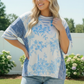 Blue Toile Mixed Print Tee