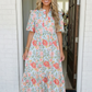 Lunch at the Museum Floral Midi Dress in Sky Blue