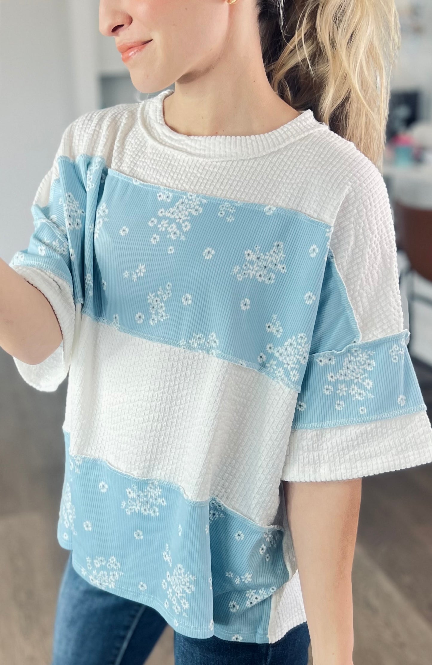 Violets are Blue Colorblock Top