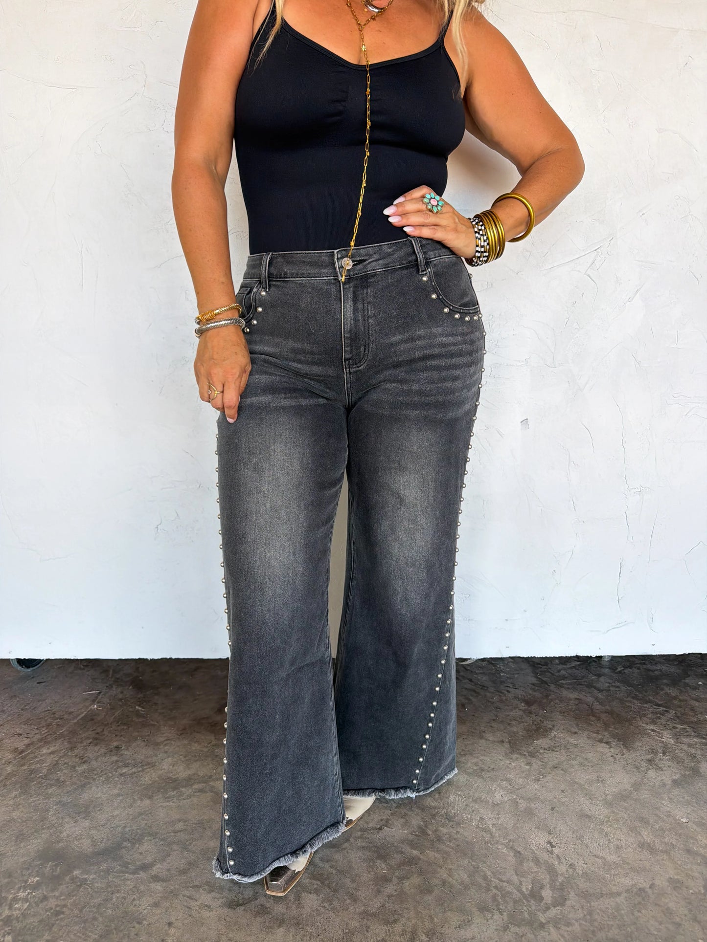 PREORDER: // OFF THE GRID STUDDED JEANS-Distressed and Classic // eta November