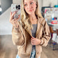 All in the Cozy Vintage Wash Hoodie in Camel