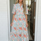 Lunch at the Museum Floral Midi Dress in Sky Blue