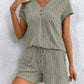 Sia Ribbed V-Neck Top and Shorts Set