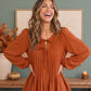 Sipping Apple Cider Tie Neck Blouse