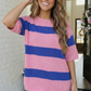 Skip the Line Pink and Blue Oversized Sweater Top