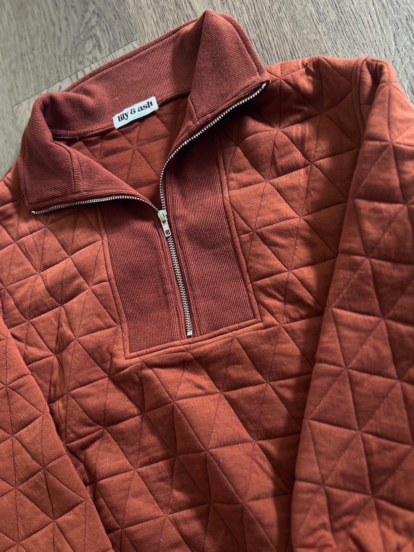Deep Camel Quilted Pullover