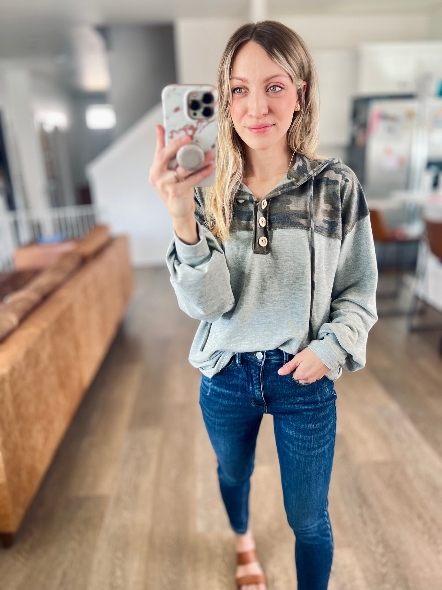 Camo Button Hoodie