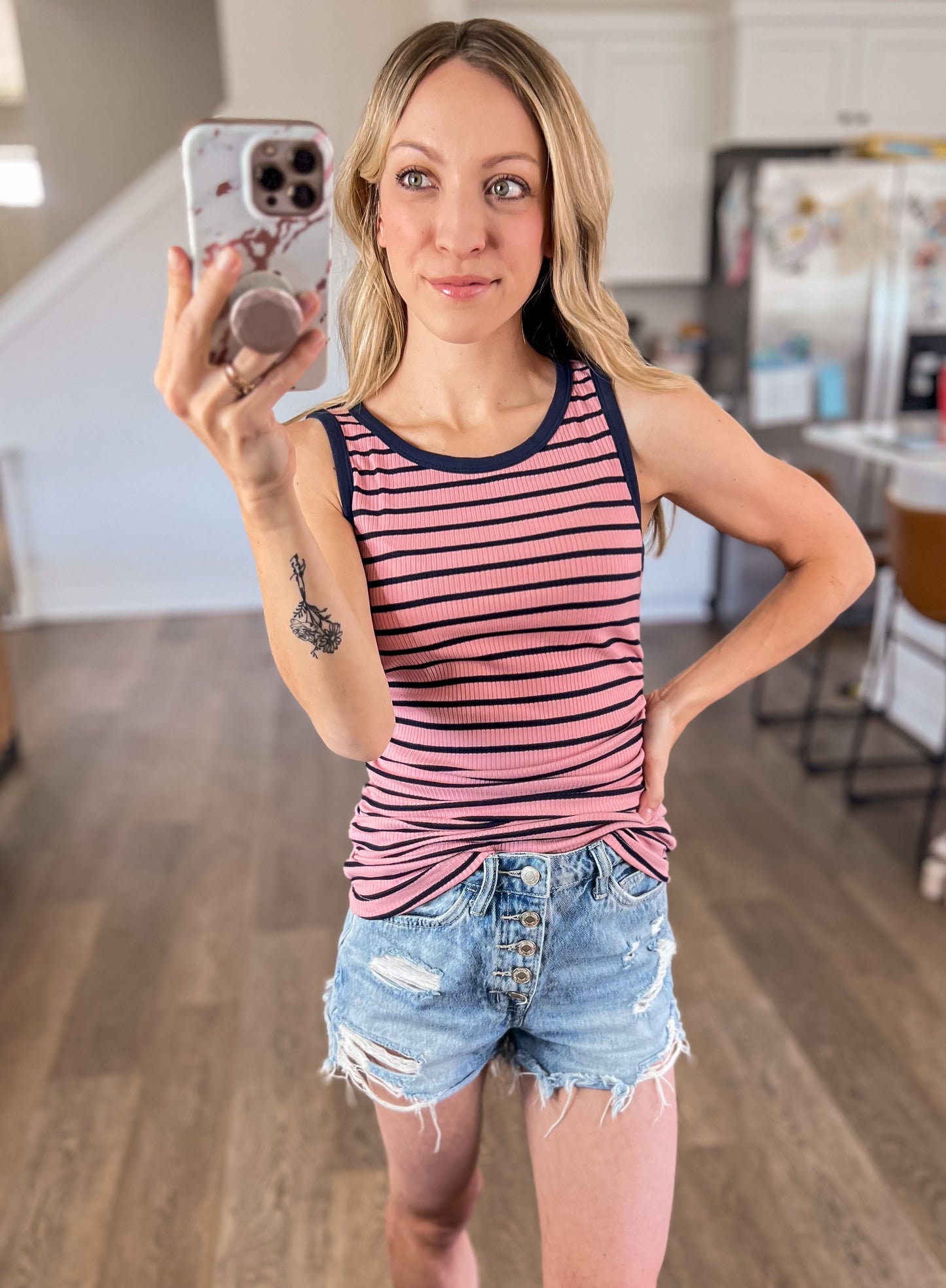 Striped Tank in Pink & Ivory
