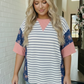 Stripe and Floral Mixed Top