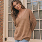 Cozy Caramel V-Neck Sweater with Crochet Sleeves