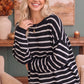 Everyday Me Stripe Knit Pullover in Black