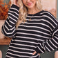 Everyday Me Stripe Knit Pullover in Black