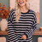 Everyday Me Stripe Knit Pullover in Black