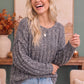 Rainy Weather Cable Knit Sweater in Heathered Purple