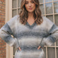 Cozy Gradient V-Neck Sweater in Slate Blue