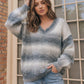 Cozy Gradient V-Neck Sweater in Slate Blue