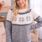 Snowflake Fair Isle Colorblock Pullover Sweater