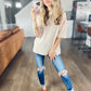 Textured Stripe Patchwork Detail Half Sleeve Top