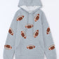 Drawstring Football Long Sleeve Hoodie