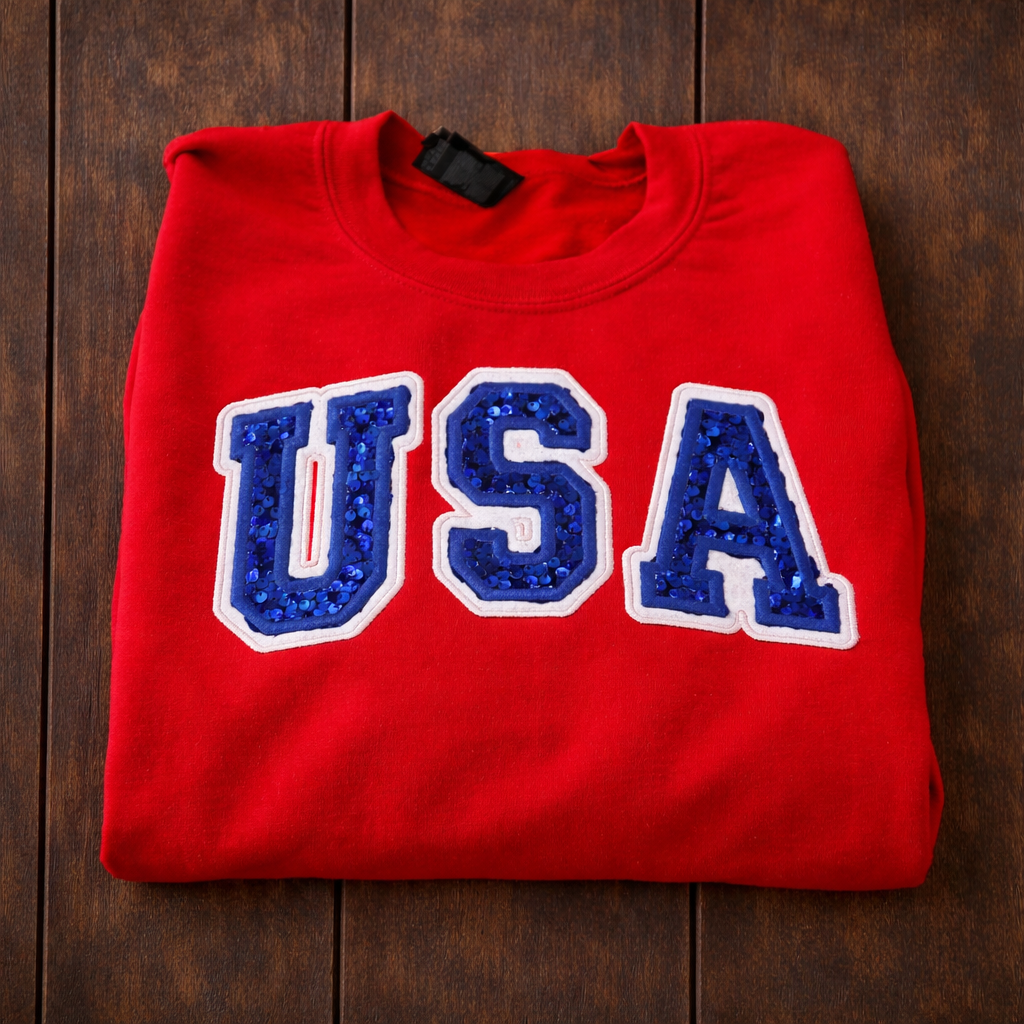 USA Glitter & Sequin Sweatshirt Preorder // ships in 1-2 weeks