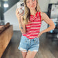Classic Red Stripe Ribbed Tank