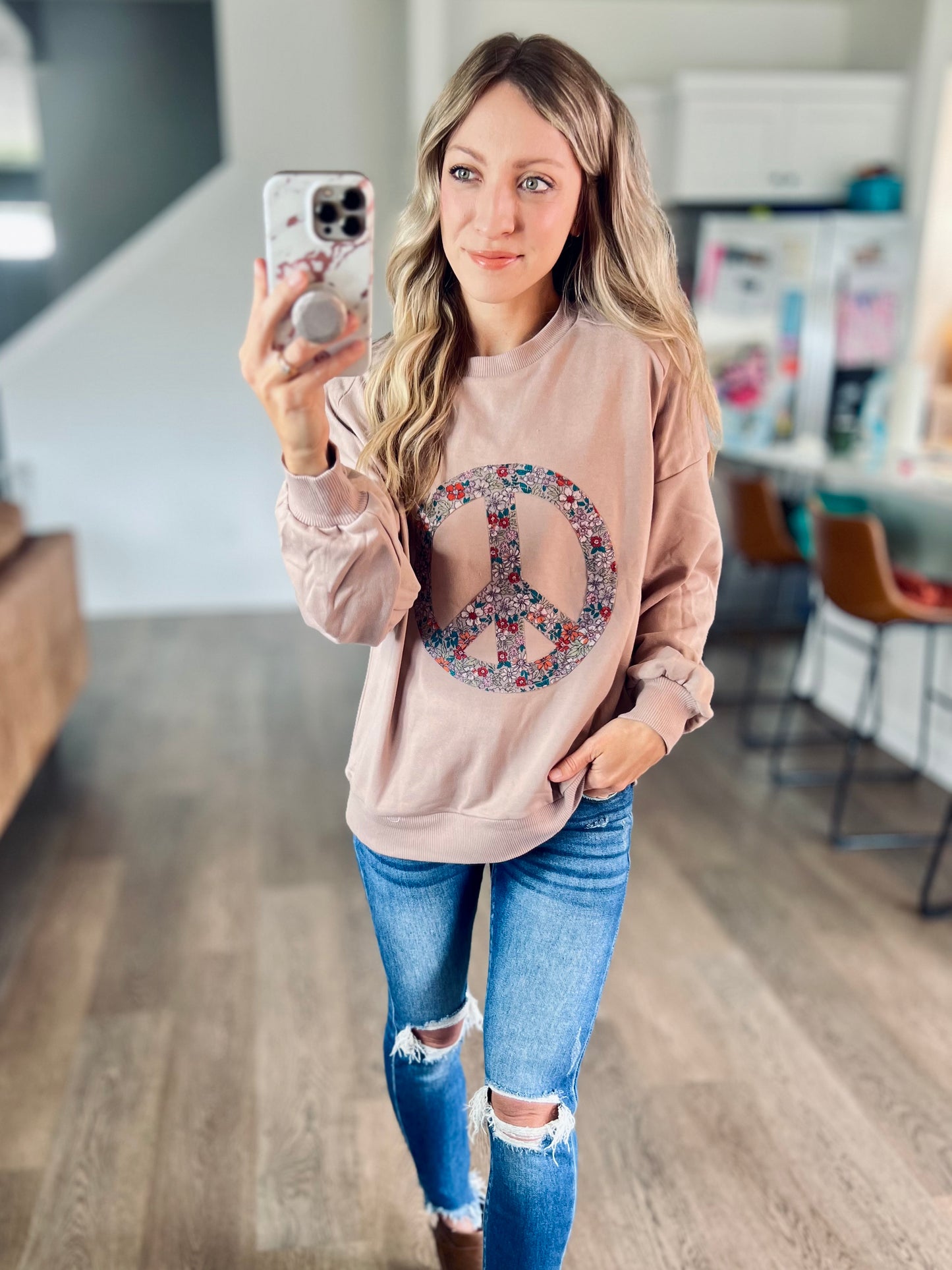 Floral & Peace Pullover