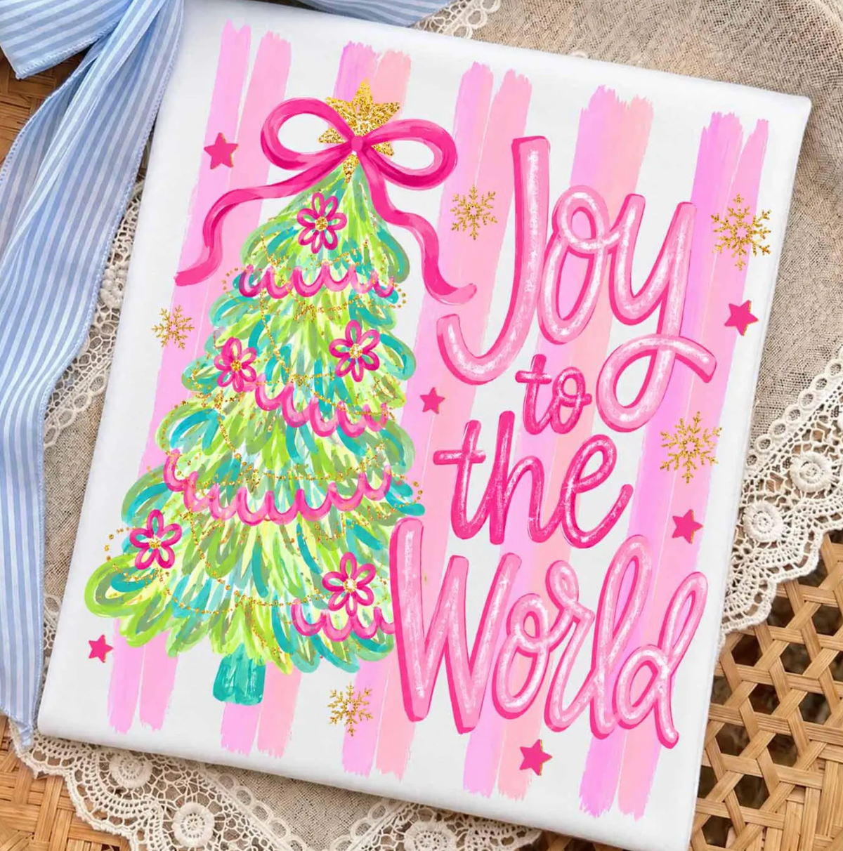 Christmas Joy Striped Design (White)