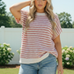 Breezy Stripe Knit Top in Ivory and Red
