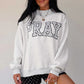 Mock Neck Embroidered Applique PRAY Sweatshirt