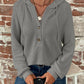 Waffle Knit Long Sleeve Drawstring Hooded Top