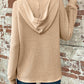 Waffle Knit Long Sleeve Drawstring Hooded Top