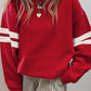 Varsity Striped Detail Drop Shoulder Oversized Sweatshirt //MANY COLORS