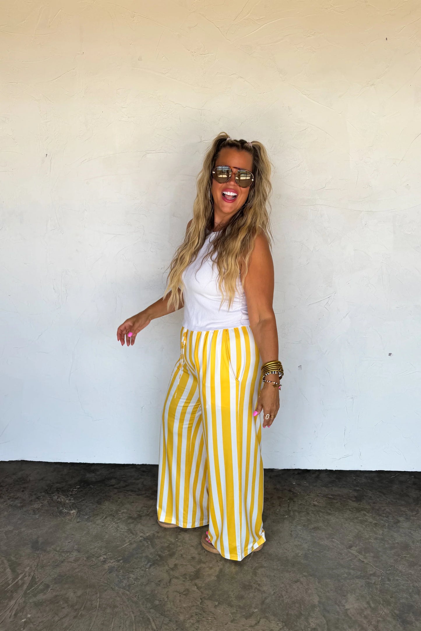 PREORDER: Game Day Wide Leg Pants - Gingham and Stripes  // eta September
